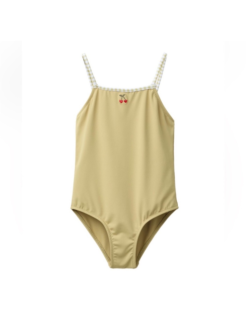 Zara Cream One-Piece Swimsuit with Cherry Detail